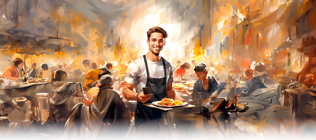 Ilustración de un negocio para Merkav App